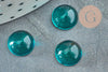 Cabochon rond verre lisse turquoise foncé 10mm, x1 (G8605)