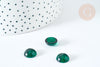 Cabochon rond verre lisse vert foncé 12mm, x1 (G8146)