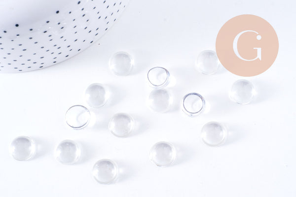 Cabochon rond verre transparent 11.5mm, x5 (G10690)