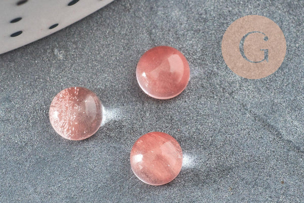 Cabochon rond watermelon stone rose 6mm x1 (G1626)