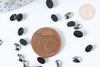 Cabochon strass plastique noir irisé ovale 6x4mm, x 5 grammes (G8339)