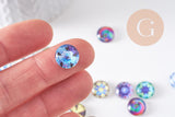 Cabochon verre rond dôme imprimé 12mm, x20 (G3743)
