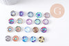 Cabochon verre rond dôme imprimé 12mm, x20 (G3743)