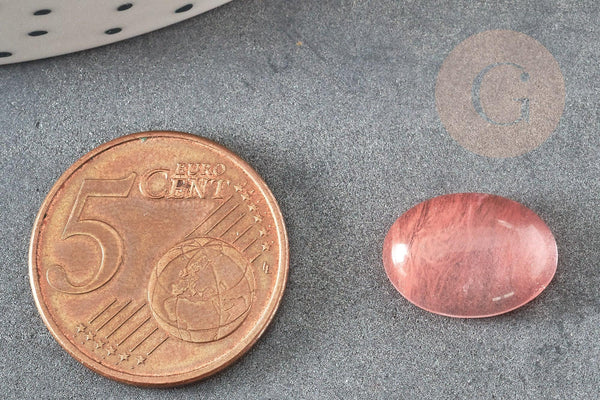 Cabochon watermelon stone rose, cabochon ovale, bijou pierre,cabochon 14mm, Cabochon verre, x1 (G1316)