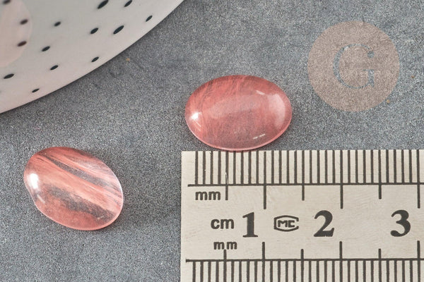 Cabochon watermelon stone rose, cabochon ovale, bijou pierre,cabochon 14mm, Cabochon verre, x1 (G1316)