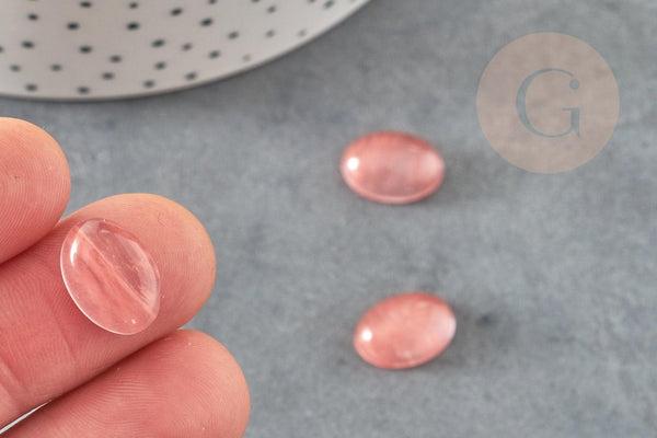 Cabochon watermelon stone rose, cabochon ovale, bijou pierre,cabochon 14mm, Cabochon verre, x1 (G1316)