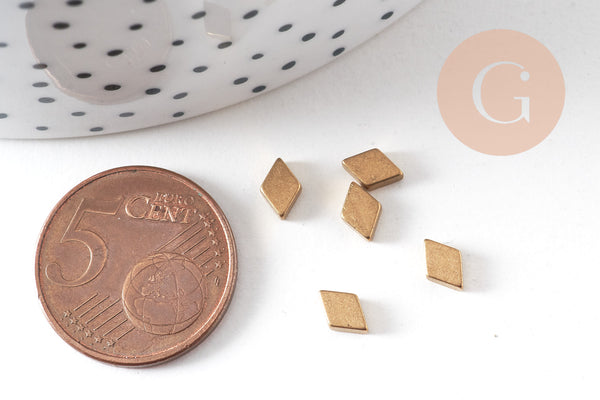 Cabochons losanges laiton brut non percés 6.5mm x10 (G1598)