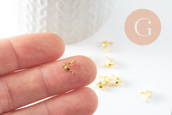 Cache nœuds chaine boule fer doré 8x4mm, création bijoux acier, x10 (G10134)