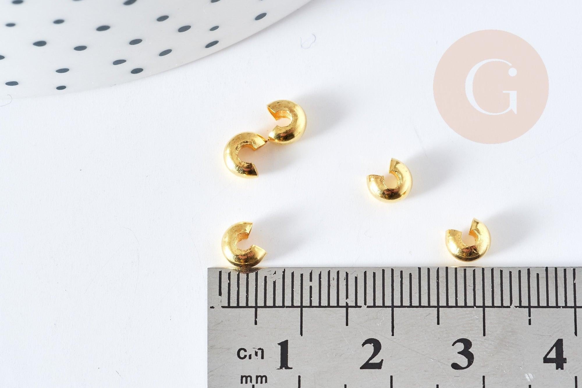 Cache perles à écraser en laiton doré lisse 4mm, x20(1.7 g) (G5982)