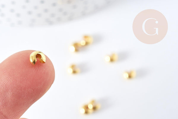 Cache perles à écraser en laiton doré lisse 4mm, x20(1.7 g) (G5982)