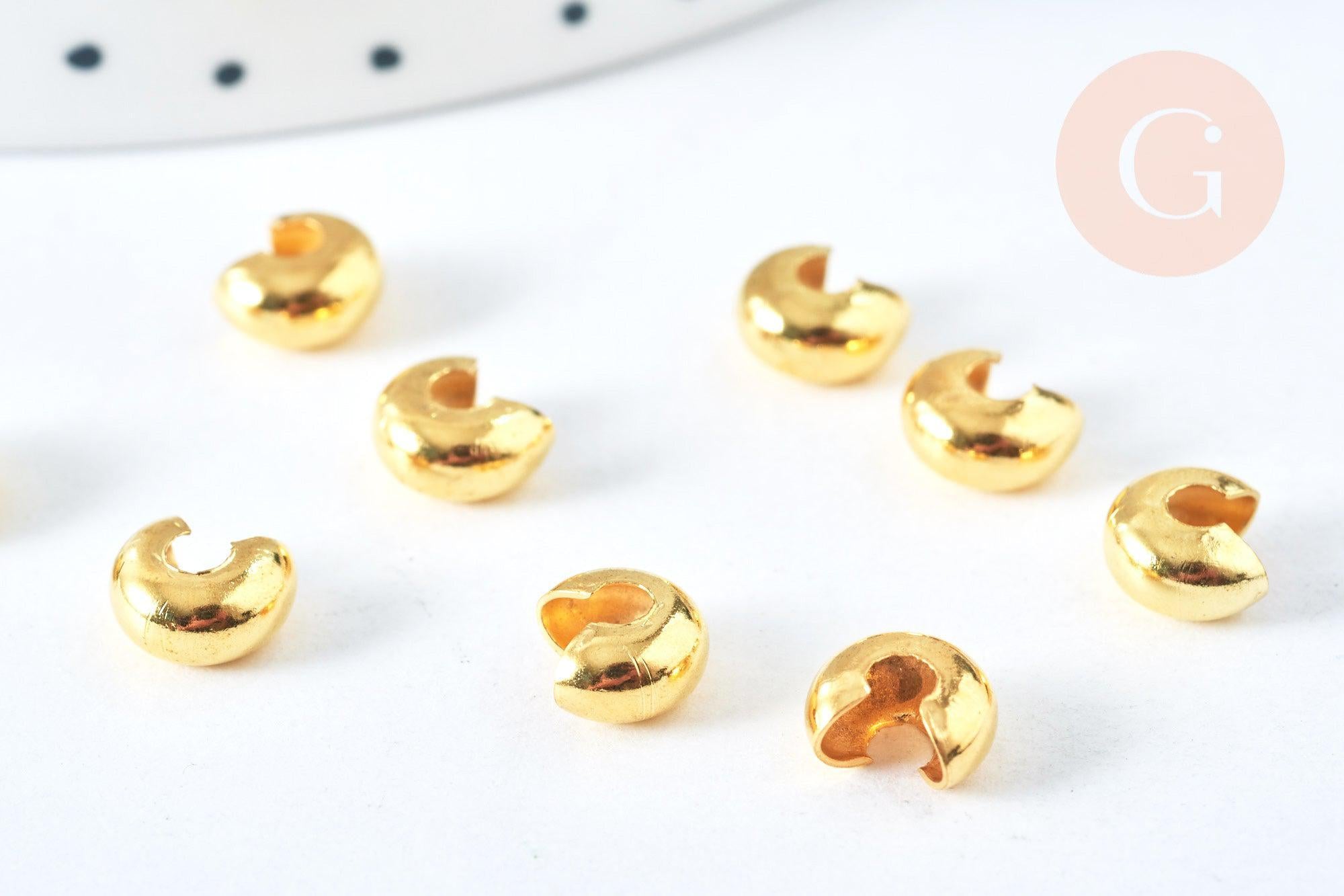 Cache perles à écraser en laiton doré lisse mm, x18 (G6932