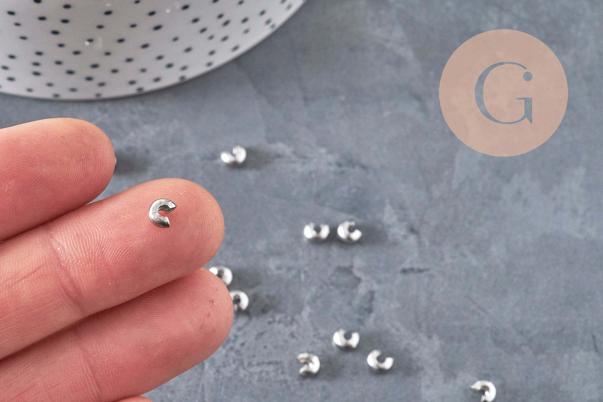 Caches perles à écraser acier 304 platine 5.5x4.5mm, x20 (G11178)
