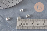 Cubrebolas para aplastar de latón plateado liso 4mm, x20 (G11179)