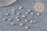 Cubrebolas para aplastar de latón plateado liso 4mm, x20 (G11179)