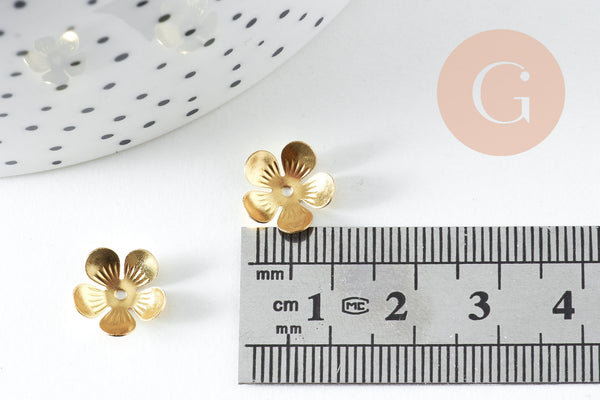 Calottes fleur laiton brut 11mm, x10 (G10827)