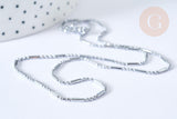 Collier chaine Boule bambou acier 304 inoxydable platine 45,7cm, x1 (G8021)
