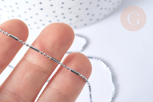 Chaine Boule bambou acier 304 inoxydable argenté 45,7cm, chaine complète, 45,7cm, x1 G8021