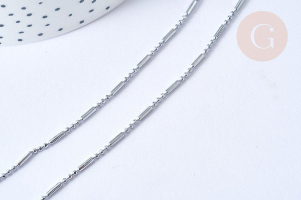 Chaine Boule bambou acier 304 inoxydable argenté 45,7cm, chaine complète, 45,7cm, x1 G8021