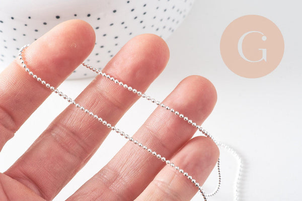 Chaine Boule complete fer argenté 1.5mm/40cm, x1 (G1680)