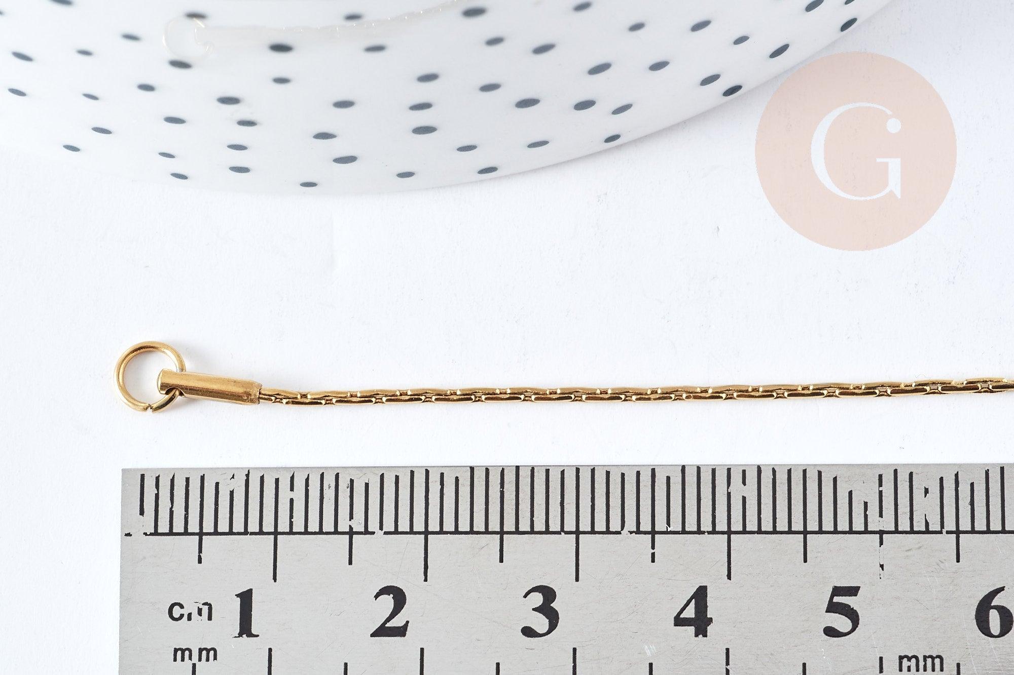 Collier Chaine Serpentine complète avec fermoir acier 304 inoxydable doré 1mm -46cm, création collier acier inoxydable, x1 G8792