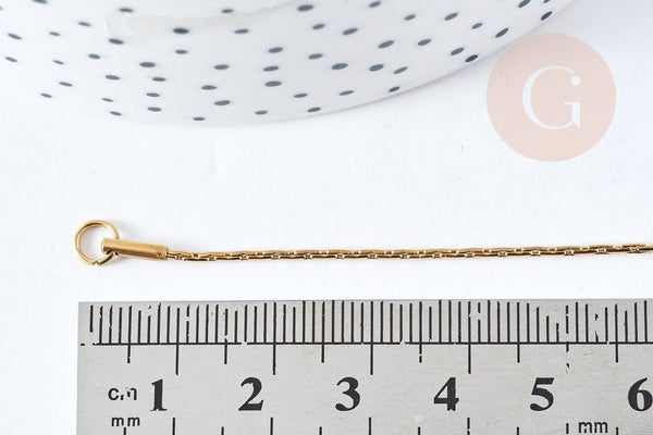 Chaine Serpentine complète avec fermoir acier 304 inoxydable doré 1mm -46cm, création collier acier inoxydable, x1 G8792