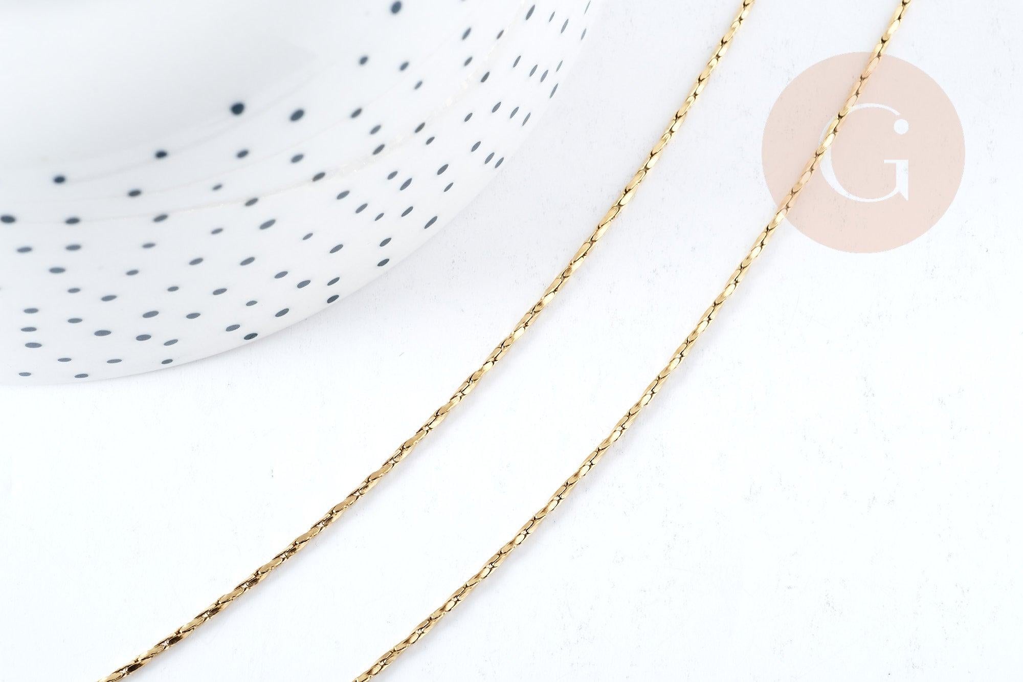 Collier Chaine Serpentine complète avec fermoir acier 304 inoxydable doré 1mm/50cm, x1 (G8781)
