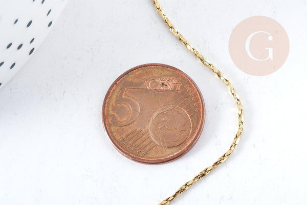 Chaine Serpentine complète avec fermoir acier 304 inoxydable doré 1mm,50cm, création collier acier inoxydable, x1 G8781