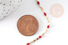 Chaine acier 304 dorée IP 14K fantaisie résine rouge 2mm, x1 mètre (G1566)