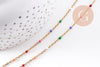 Chaine acier 304 inoxydable doré 14k résine multicolore 2mm-41cm, x1 (G10240)