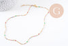 Chaine acier 304 inoxydable doré 14k résine multicolore 2mm-41cm, x1 (G10240)