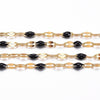 Chaine acier 304 inoxydable doré IP 14K résine noire 2mm, x1 mètre (G0103)