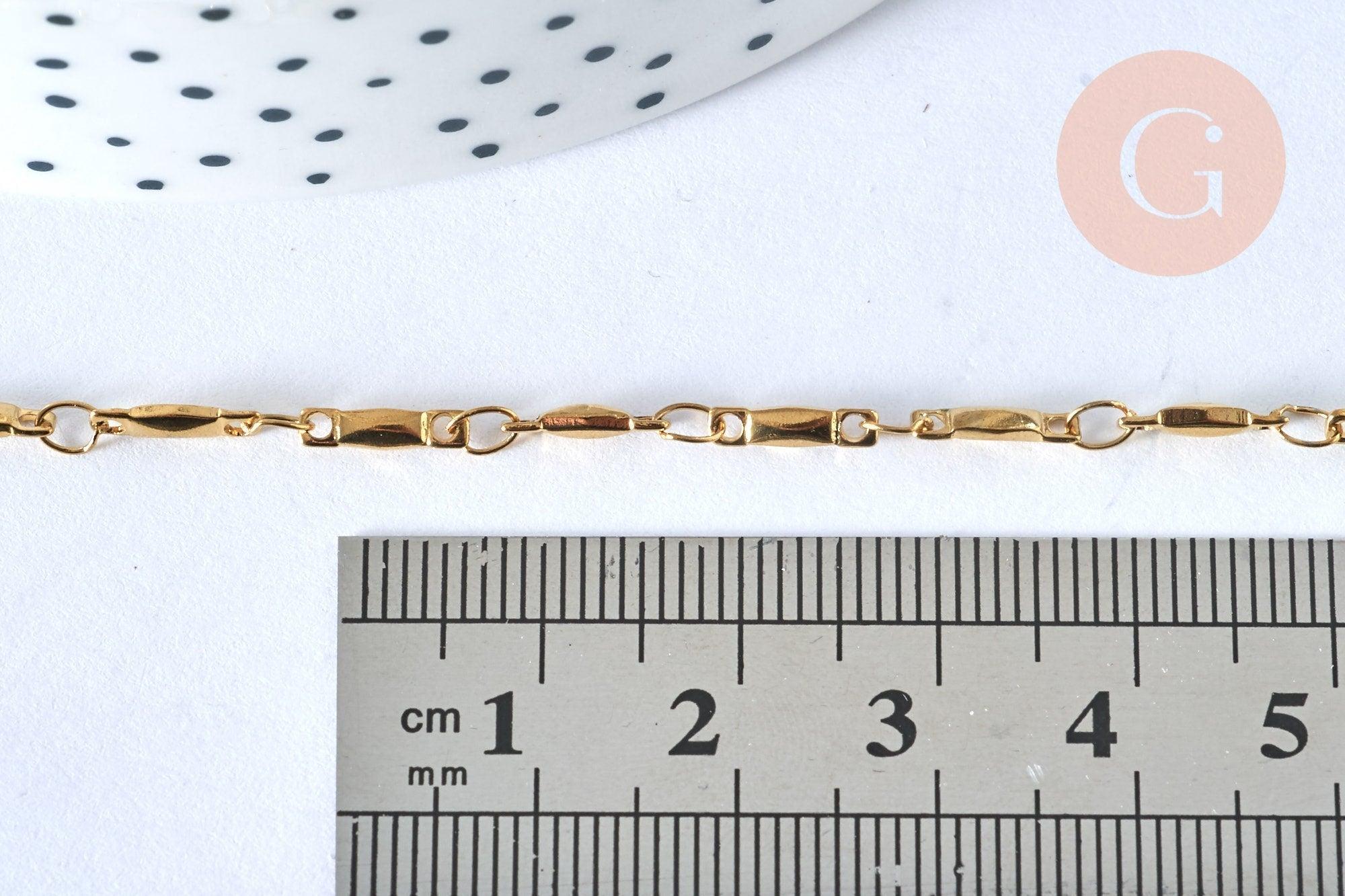 Collier Chaine acier doré maille fantaisie,chaine collier inoxydable,création bijoux,chaine large,45mm,chaine complète, x1 G4632