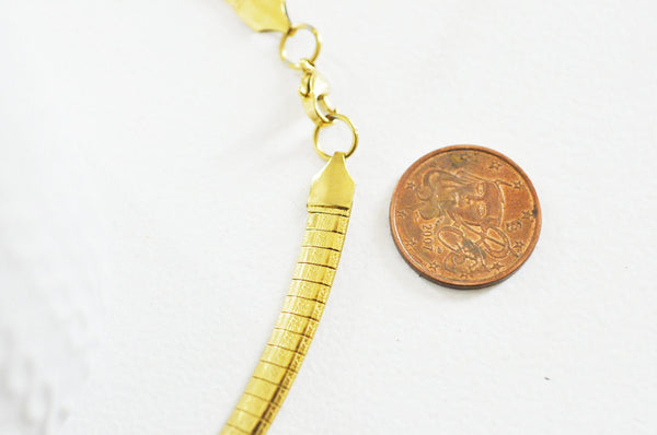 Chaine acier dorée 14k serpent,sans nickel,chaine fantaisie,acier, chaine complète,6mm,45cm x1 (G5353)