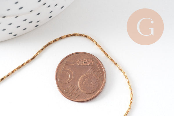 Chaine acier inoxydable doré 14k serpent 1mm-42.5cm, x1 (G1101)