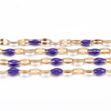 Chaine acier inoxydable doré IP 14K fantaisie résine violette 2mm, x1 mètre (G1508)