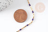 Chaine acier inoxydable doré IP 14K fantaisie résine violette 2mm, x1 mètre (G1508)