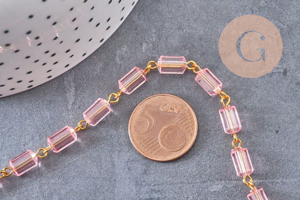 Chaine acrylique transparente tube laiton doré 8,5mm , création bijoux coloré, x1 mètre (G7220)