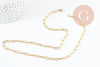 Collier Chaine avec fermoir acier 304 inoxydable doré maille rectangle 55cm,chaine collier inoxydable, chaine large,chaine complète, x1 G9407