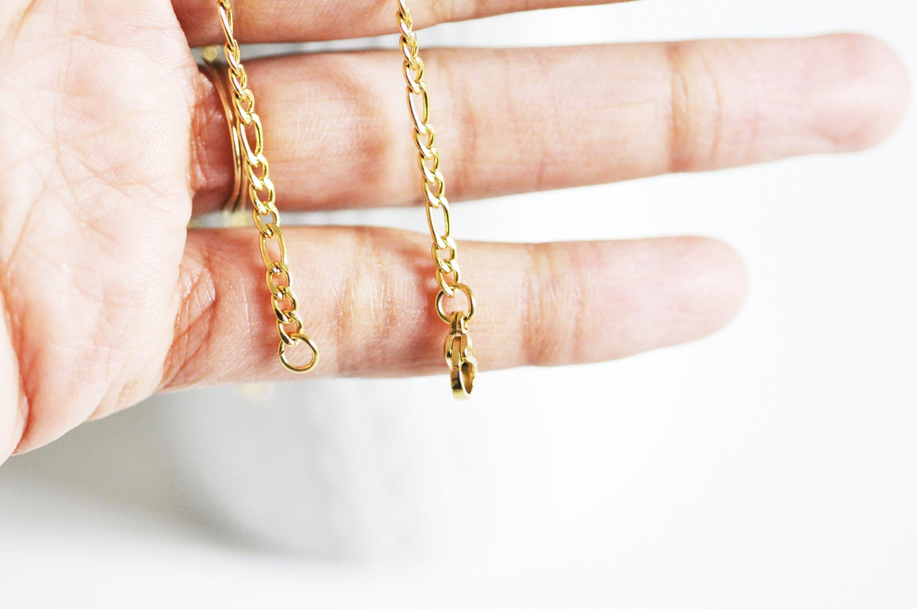 Collier Chaine avec fermoir acier doré 18k figaro 3mm-45cm, x1 (G1491)