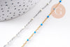 Collier Chaine avec fermoir acier inoxydable platine résine blanche 2mm-40.5cm, x1 (G10529)