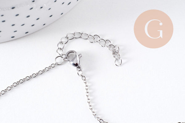 Chaine avec fermoir platine forçat 1.6mm/70cm, x1 (G4782)