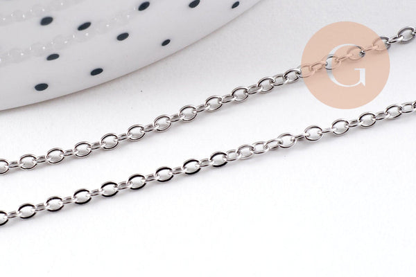 Chaine avec fermoir platine forçat 1.6mm/70cm, x1 (G4782)