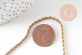 Collier Chaine avec fermoir torsadée acier inoxydable doré 14k 2.5mm/50cm x1 (G1474)
