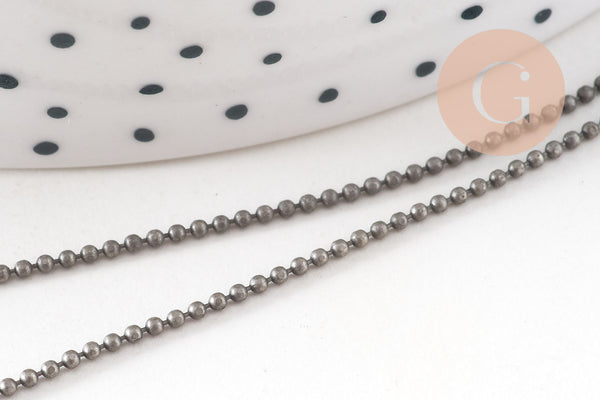 Chaine boule argent vieilli, chaine bijou, chaine boule,sans nickel, grossiste chaine,1.5mm, X1 ou X5 Mètres G1772