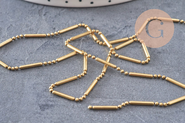 Chaine boule bambou laiton brut, chaine bijou, sans nickel, grossiste,1.5mm, x 5Mètres (G0067)