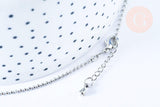 Collier Chaine boule fine laiton platine boule facettes 1.5mm/45cm,chaine collier laiton argenté chaine complète avec fermoir x1 G6202
