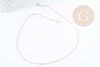 Chaine boule fine laiton platine boule facettes 1.5mm/45cm,chaine collier laiton argenté chaine complète avec fermoir x1 G6202
