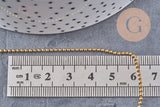 Chaine boule laiton brut 1.5mm, chaine bijou,chaine boule,sans nickel, x 5Mètres (G2491)