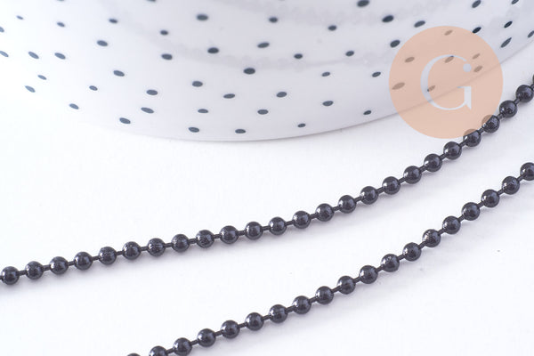 Chaine boule noire intense 2mm, x1 mètre (G10632)