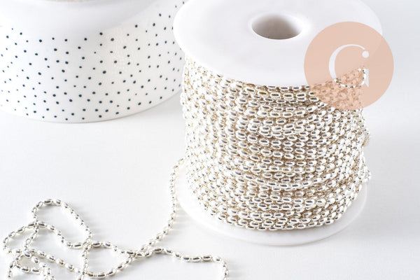 Chaine boule ovale fine laiton platine 4.6x3mm, x1 mètre (G10479)